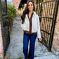Philly Faux Leather Bomber Jacket- Ivory