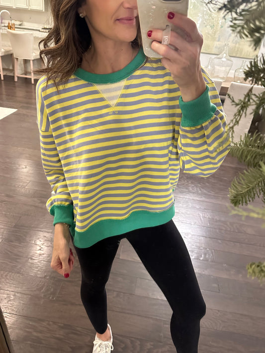 Mardi Metry Stripe Sweatshirt- Pastel