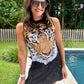Queen Tiger Face Rhinestone Feather Tank Dress