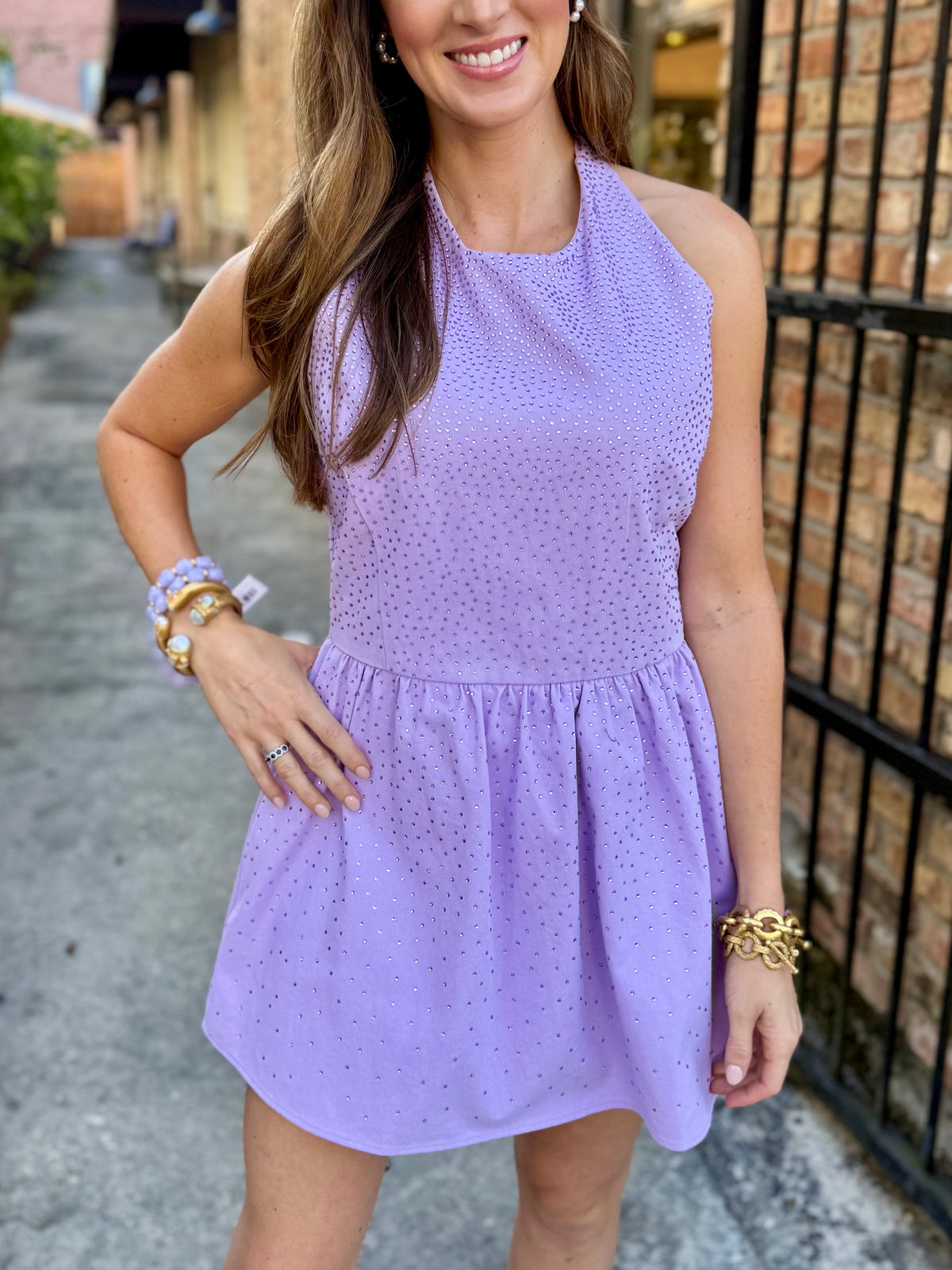 Queen Rhinestone Tank Dress- Lavender