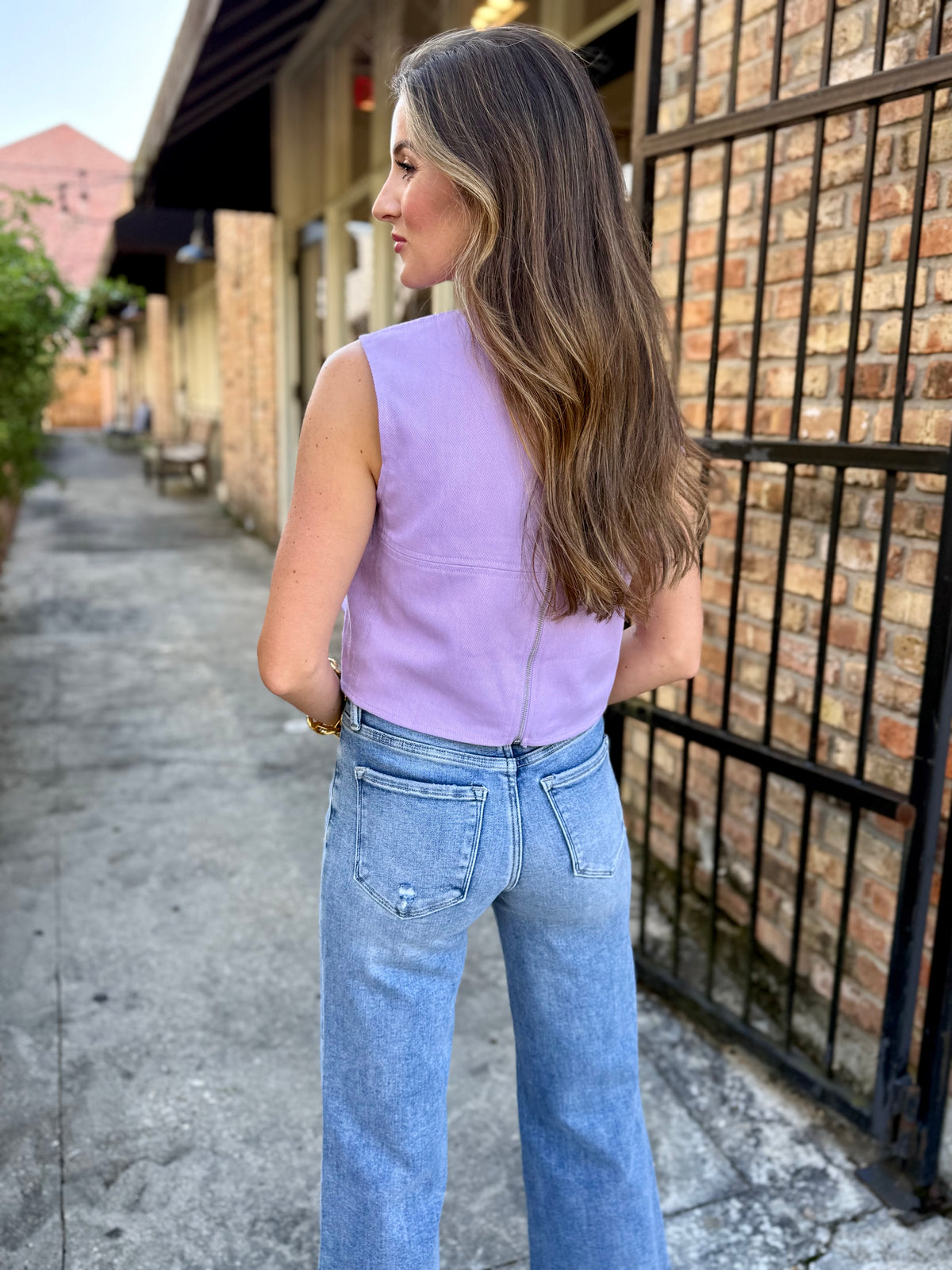 Darby Denim Top- Lavender