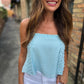 Doha Eyelet Flowy Tank- Blue