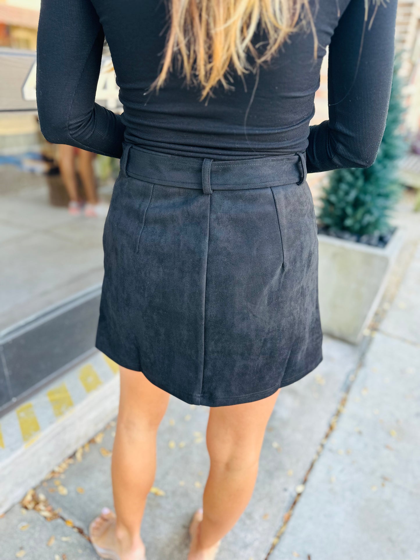 Tuscany Faux Suede Mini Skirt- Black