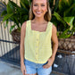 Ellie Eyelet Tank- Lemon