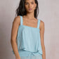Doha Eyelet Flowy Tank- Blue