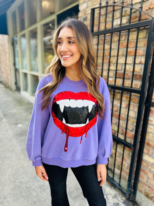 Vampire Smile Sweatshirt- Purple