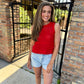 Conklin Crochet Fringe Tank- Red