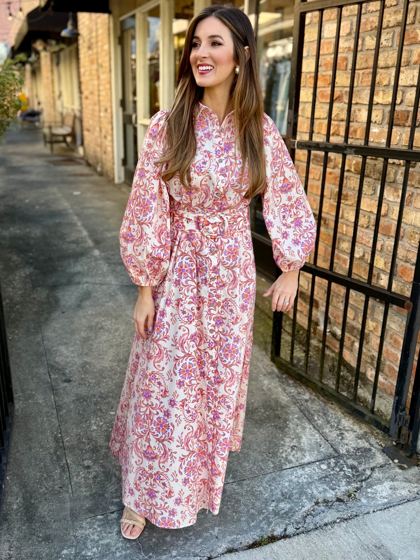 Botanical Maxi Dress- Cream Apricot