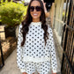 Polka Dot Mock Sweatshirt Top