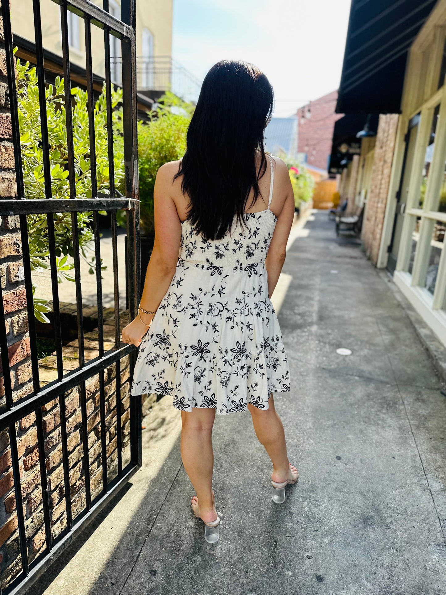 Jaymes Cut Out Dress- Natural Floral