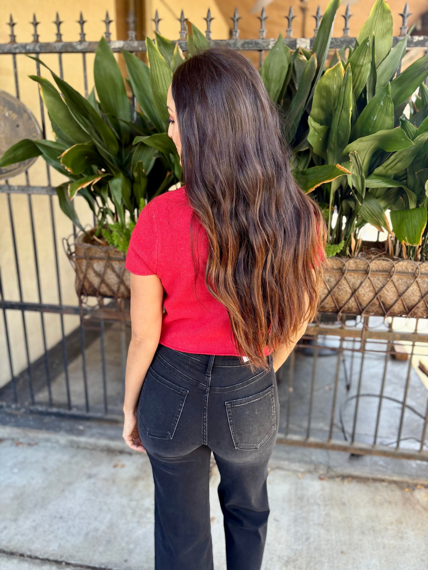 Jessie Crop Sweater- Red