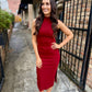Cliffside Midi Dress- Deep Red