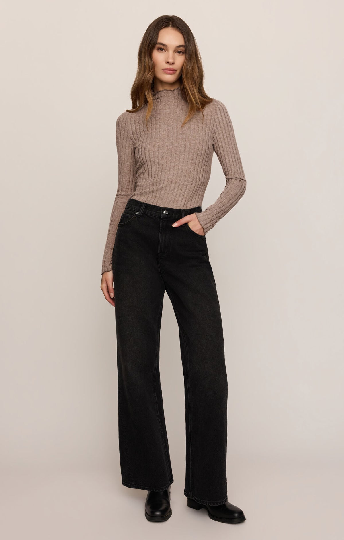 Z Supply Hattie LS Top- Heather Ash