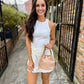 Shandie Faux Leather Bag- Beige