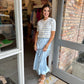 Naomi Striped Cardigan Top- Ice Blue