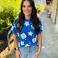 Scattered Football & Stars Top- Royal