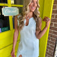 Wavy Cutout Tweed Dress- Lt Blue