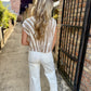Tiger Boxy Sweater Top- Ivory/Tan