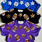 Scattered Football & Stars Top- Royal
