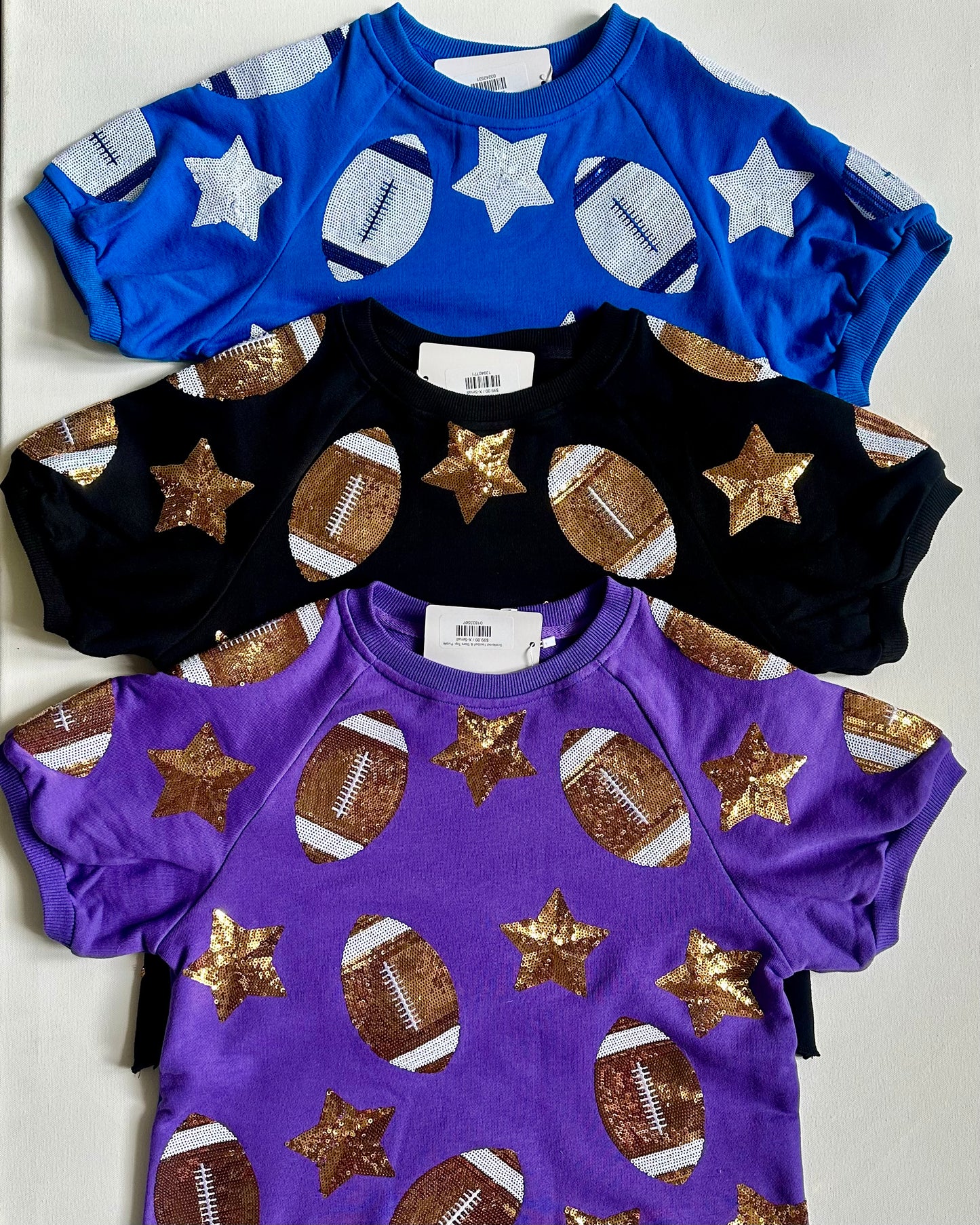 Scattered Football & Stars Top- Royal