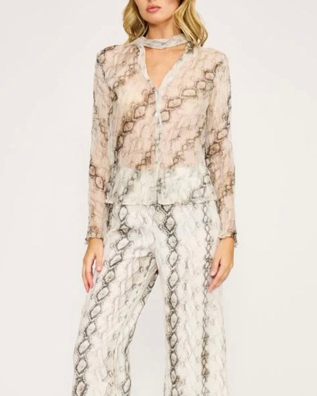 Lita Neck Tie Top- Snake