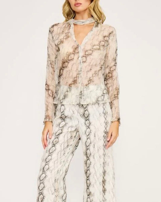 Lita Neck Tie Top- Snake