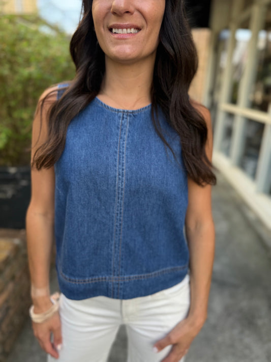 Z Supply Sun Seeker Denim Tank- Deep Water