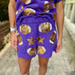 Scattered Football & Stars Shorts- Purple