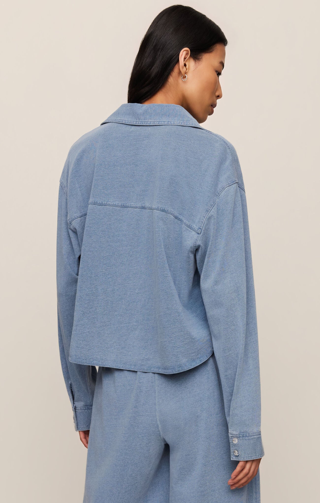Z Supply Cropped Reese Button Up- Santorini Indigo