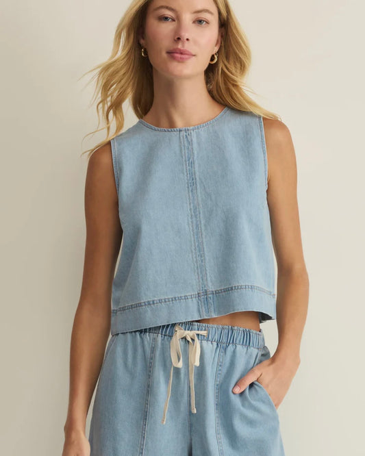 Z Supply Sun Seeker Denim Tank- Coastal Water)