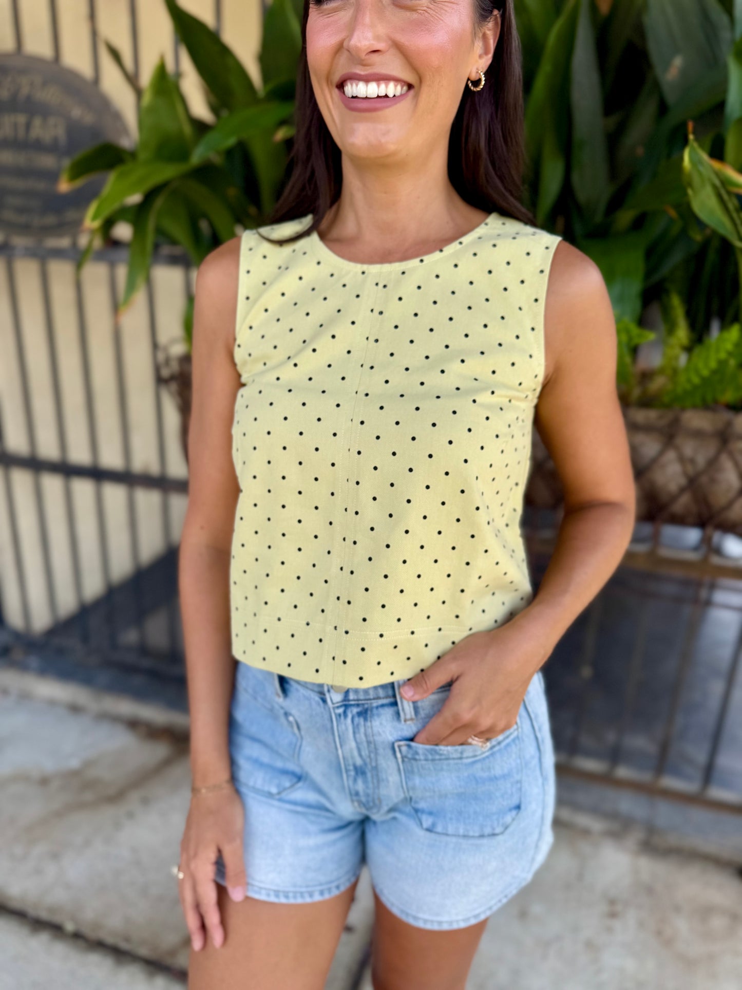 Luna Polka Dot Top- Dessert Yellow