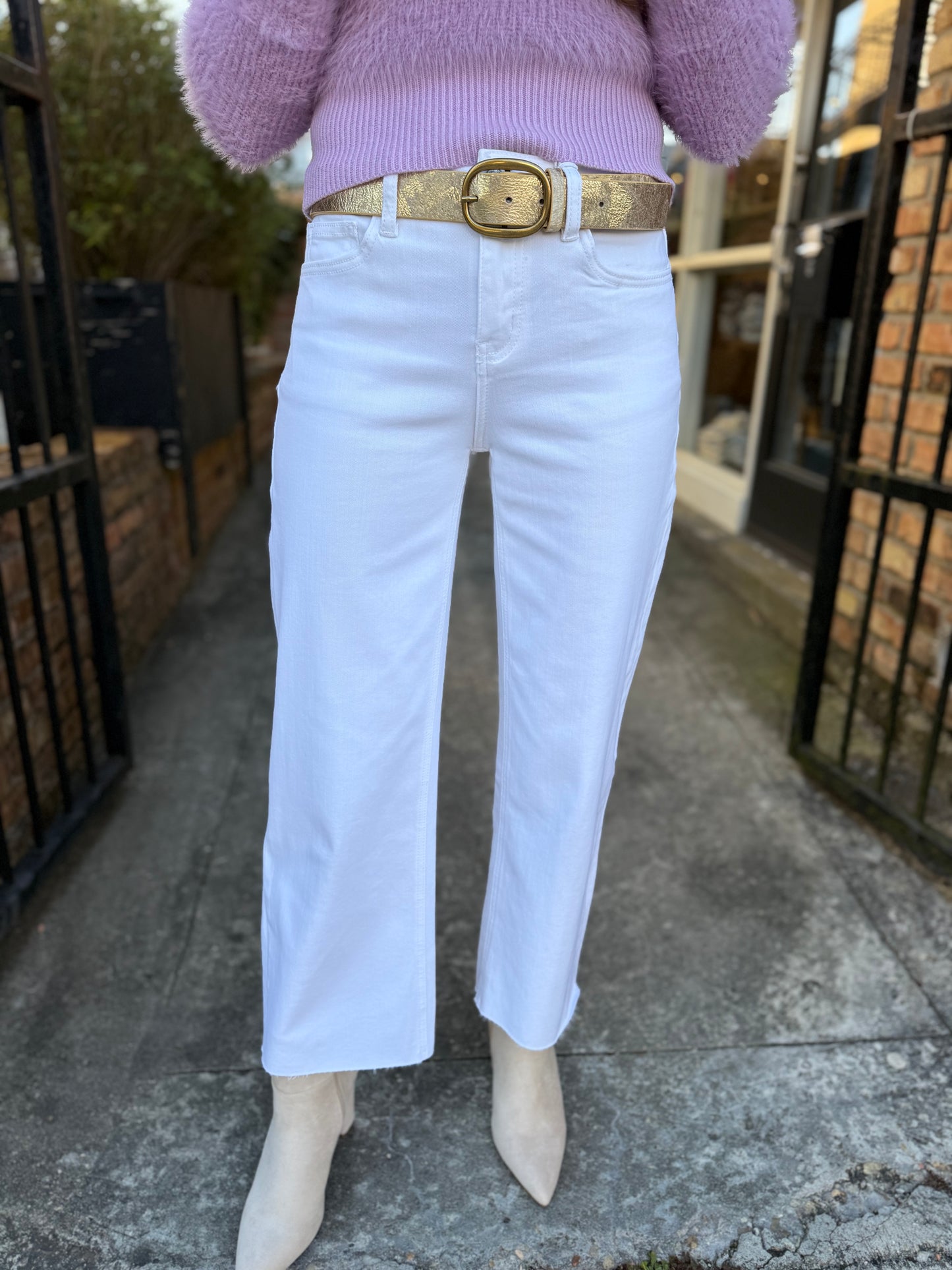 Olivia (Optic White) HR Wide Leg Denim