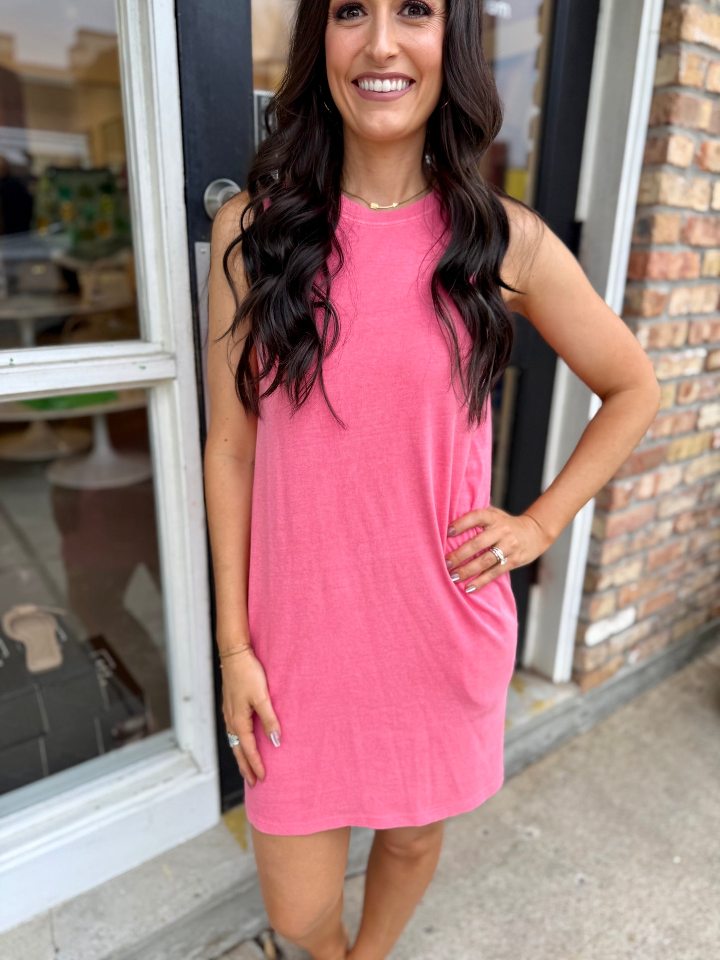 Peter Sleeveless Pocket Dress- Taffy Pink