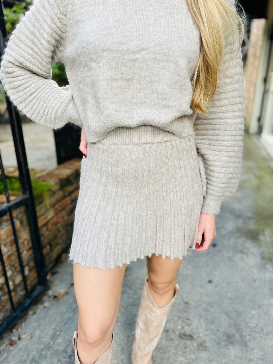 Farrah Sweater Skirt- Heather Oat