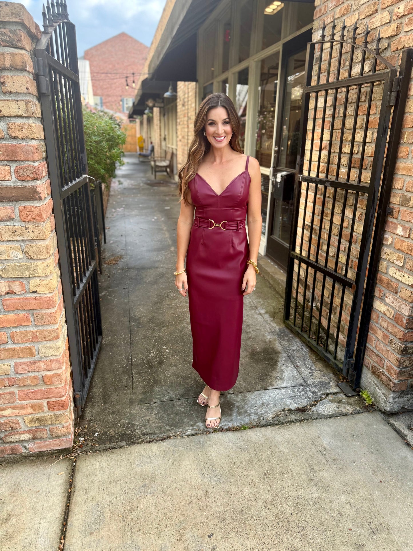 Kailey Faux Leather Dress- Red