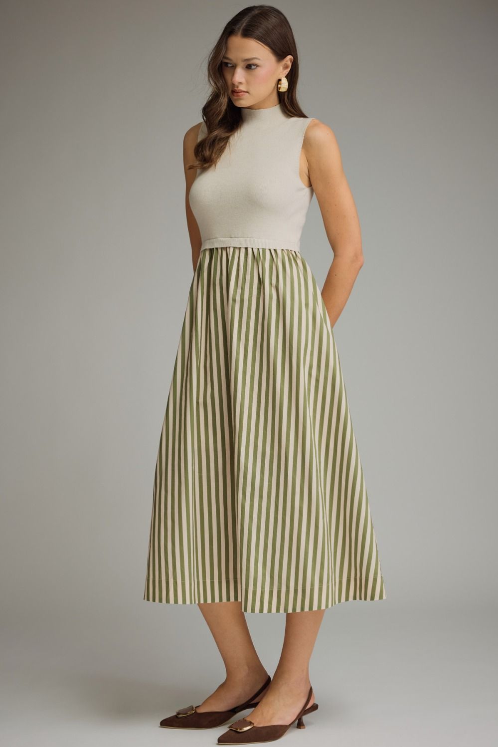 Ainsley Maxi Mock Neck Dress- Ecru