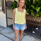 Ellie Eyelet Tank- Lemon