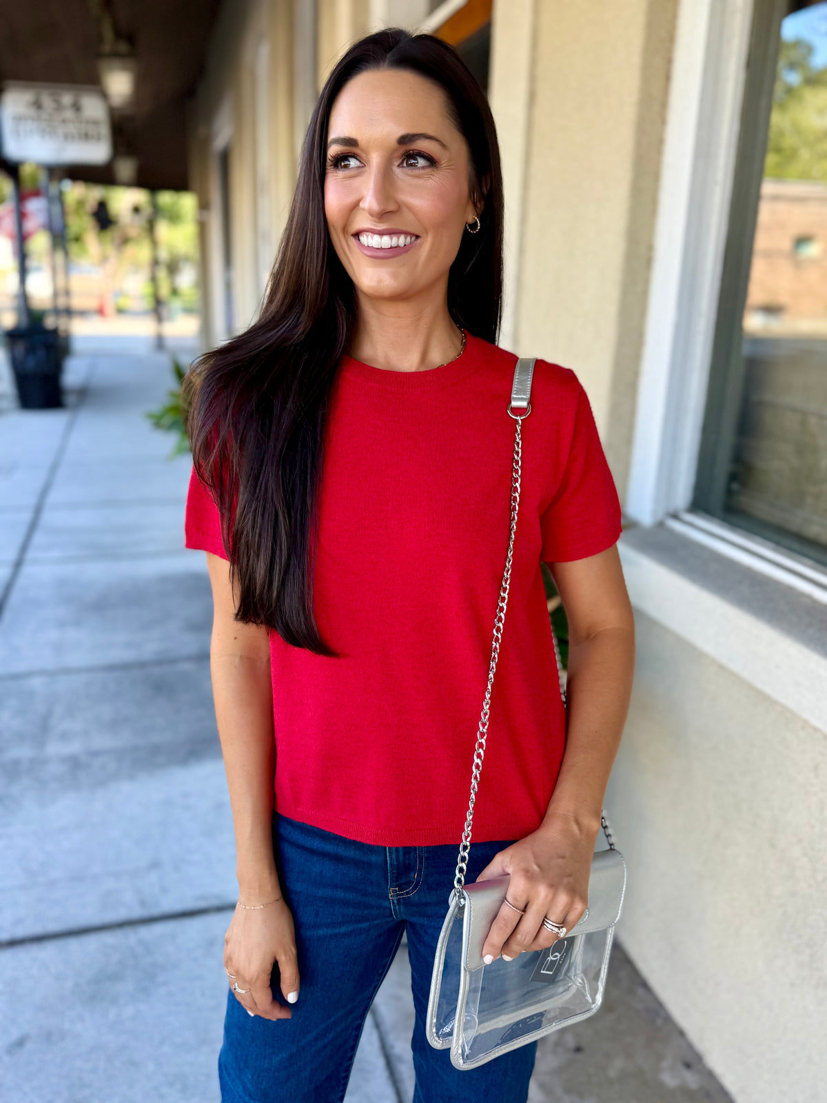 Crystal Sweater Top- Chili