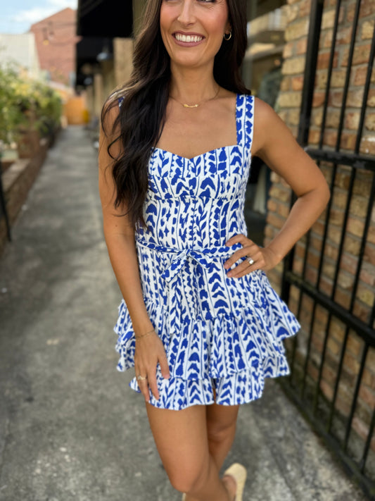 Hailey Romper- Cobalt Trail