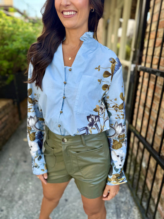 Jefferson Floral Top- Chambray
