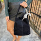 Danny Suede Shoulder Bag- Black