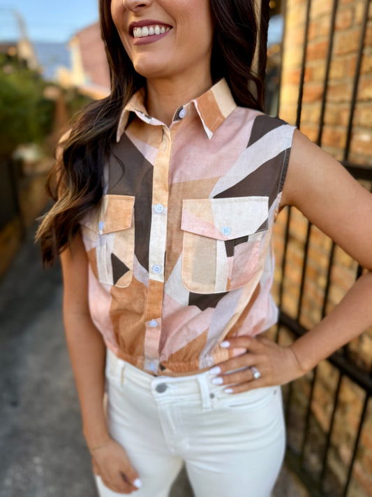 Prism Button Top- Neutral