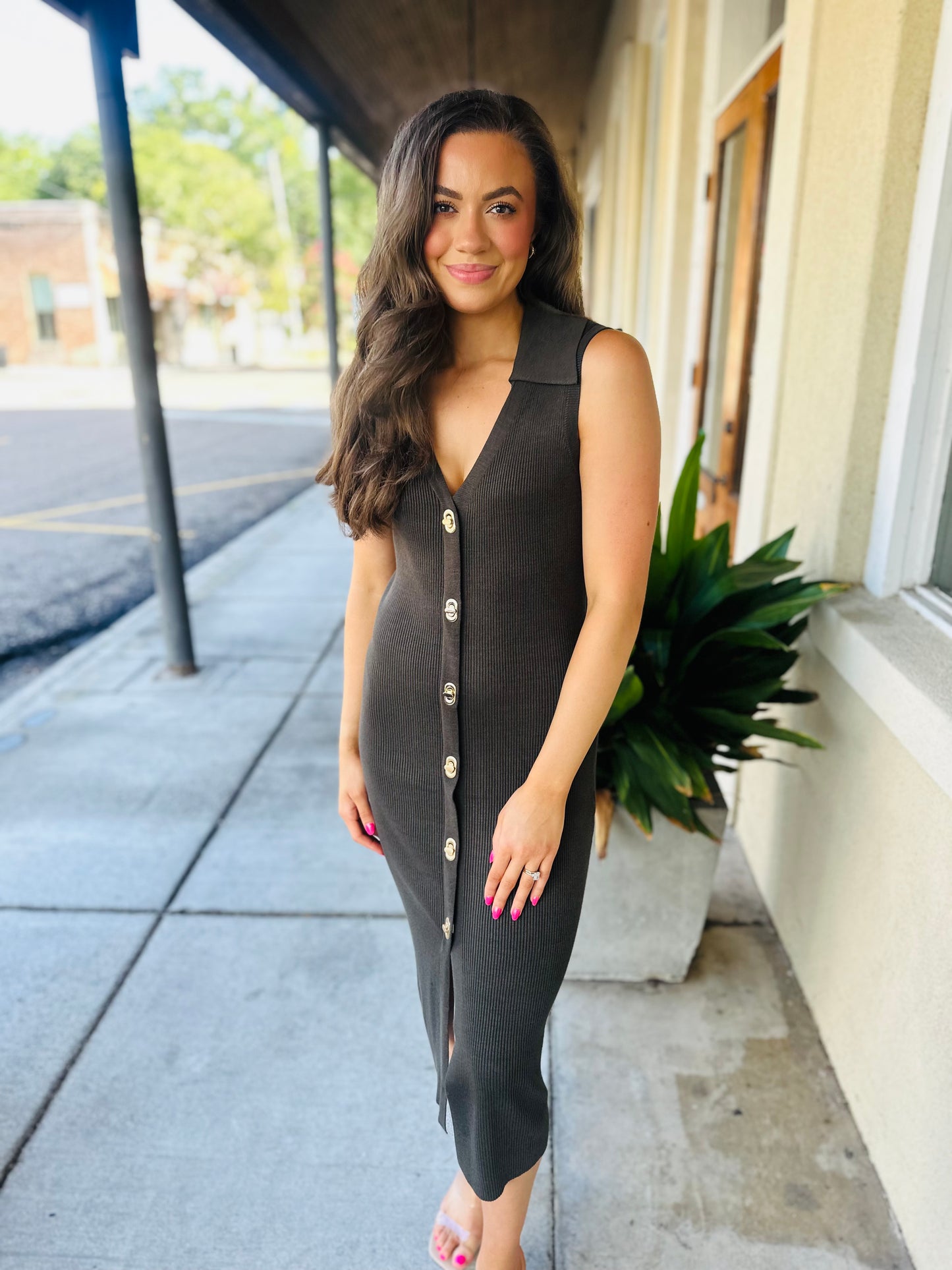 Mallory Midi Dress- Dark Olive