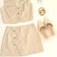 Crepe Wavy Cutout Vest- Linen