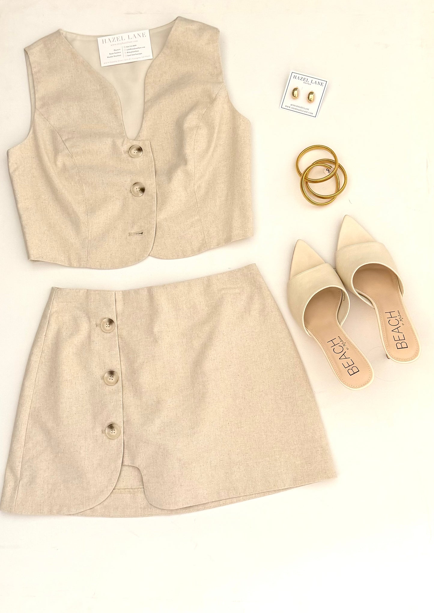 Crepe Wavy Cutout Vest- Linen