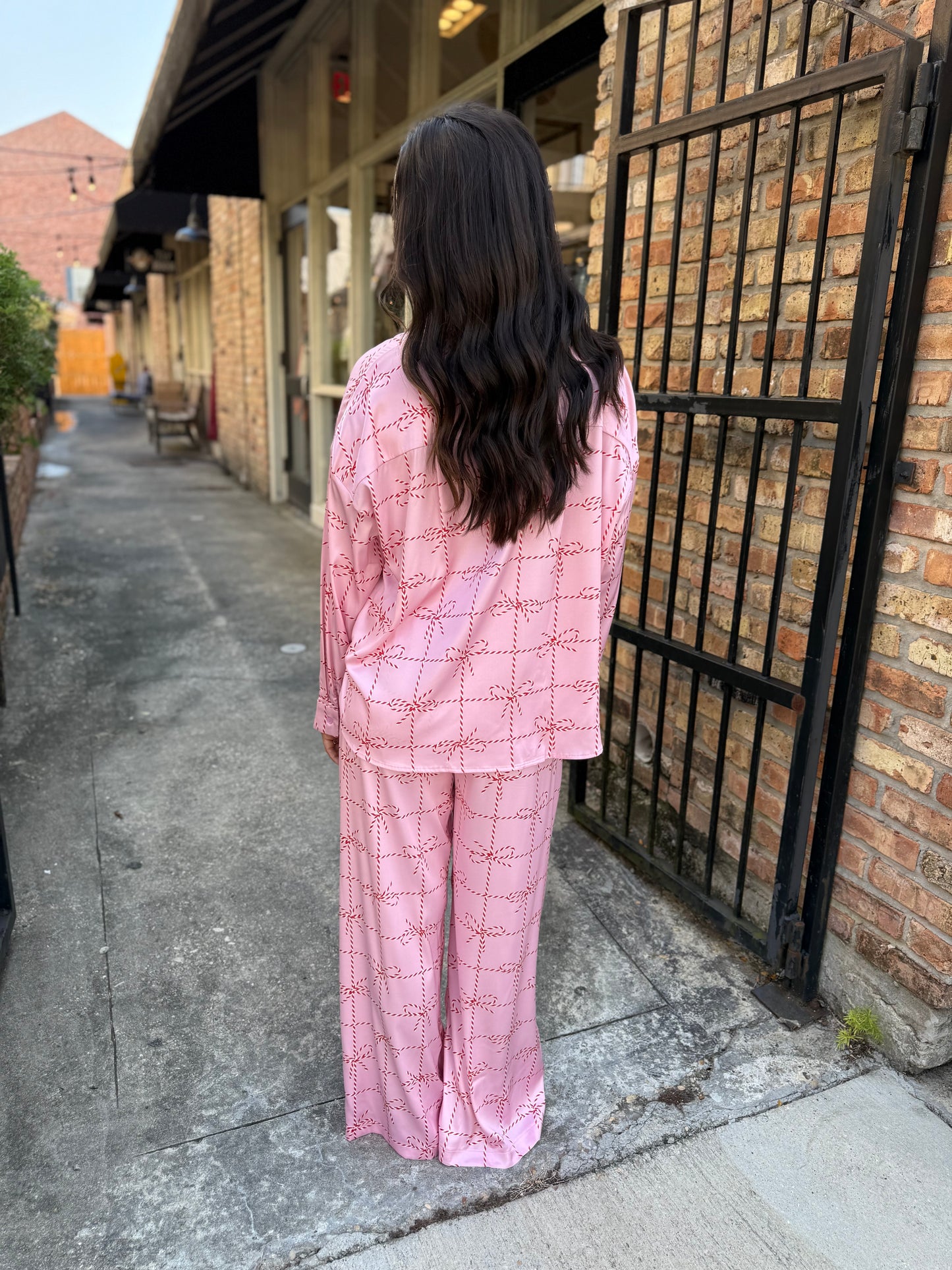 Christmas Bow Pajama SET- Pink/Red