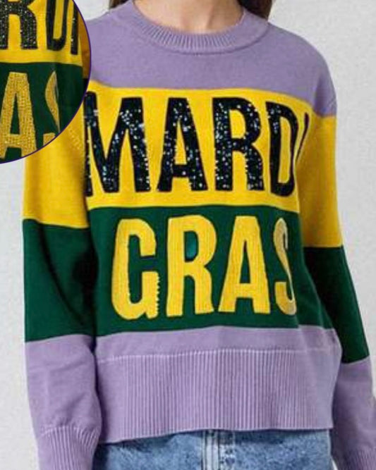 Mardi Gras Colorblock Sweater