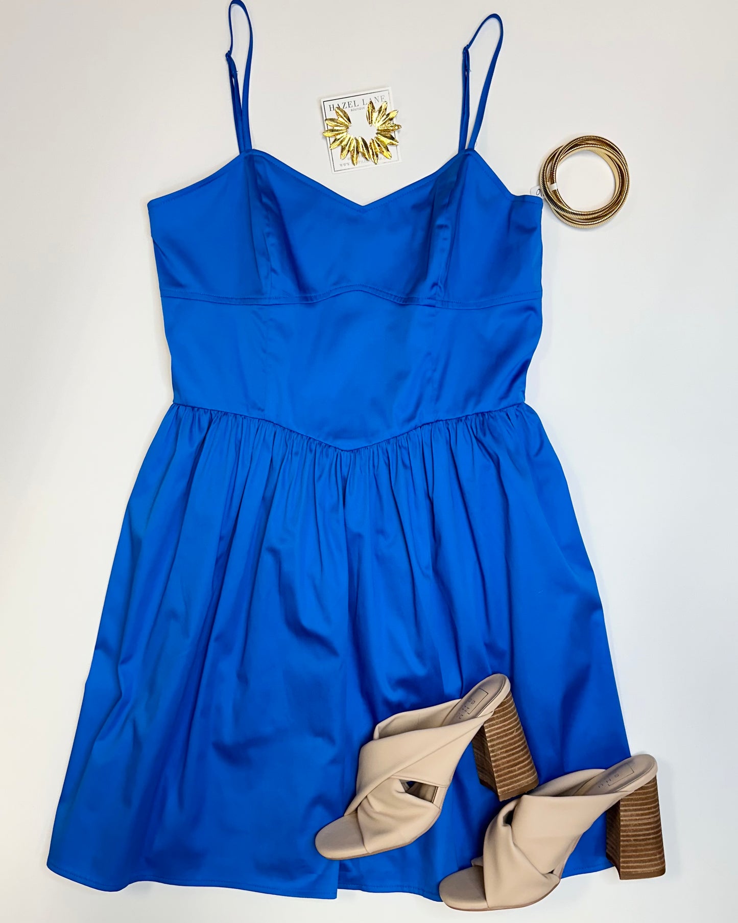 Florida Strappy Flared Dress- Blue