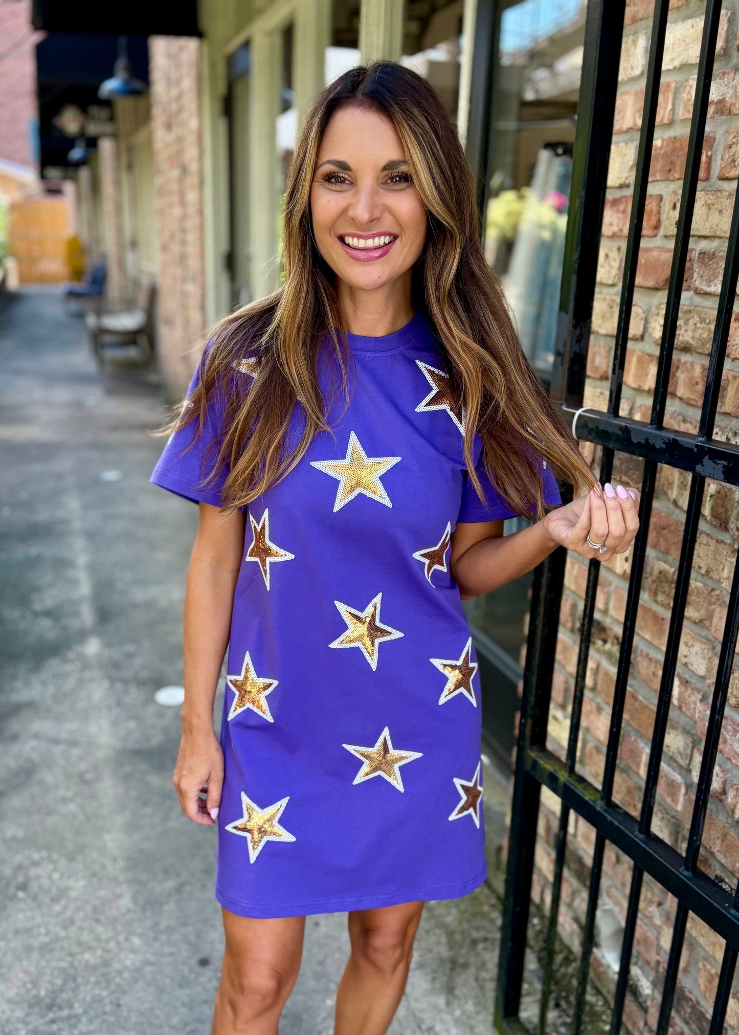 Gameday Star Dress- Purple & Gold
