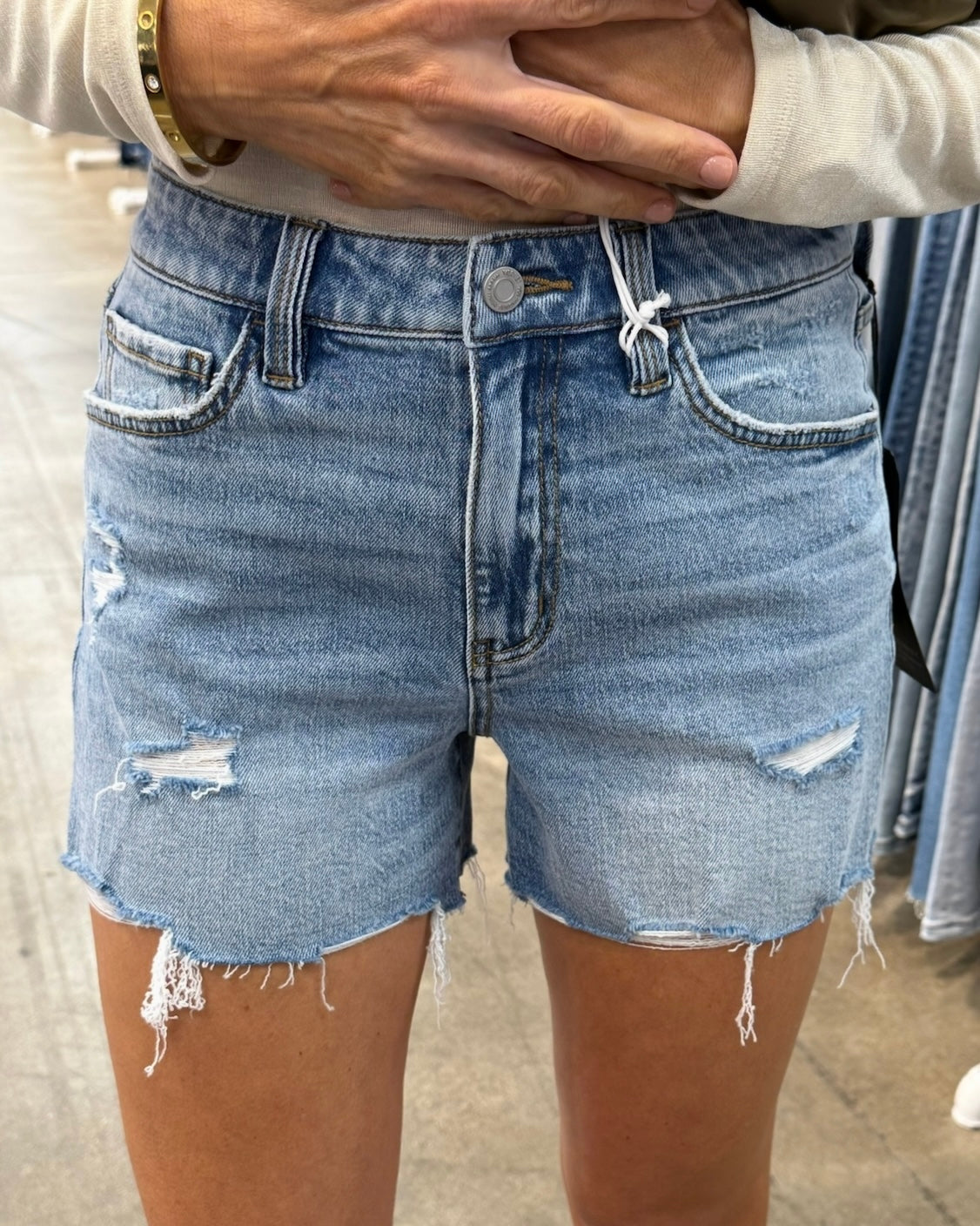Rebecca (Love on Top) Distressed HR Shorts